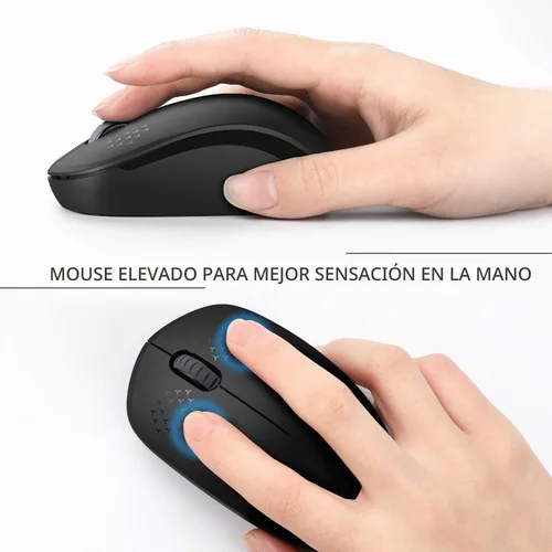 Vista 3 de Seenda - Ratón inalámbrico de 2.4G, con nanoreceptor USB, clic silencioso para computadora, portátil, PC, tableta, Mac - Negro Pequeño diseño