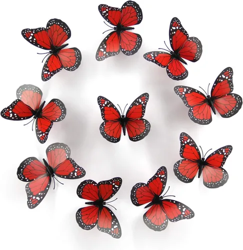Vista 10 de Calcomanías de pared de mariposa monarca para el hogar, calcomanías de mariposa 3D, calcomanías de pared de árbol para pasteles y cupcakes
