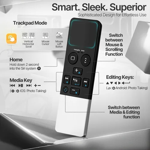 Vista 3 de TNP - Control remoto Bluetooth para iPad iPhone - Trackpad Presentador multimedia para iOS Mac Android Tablet PC - Obturador de cámara inalámbrico