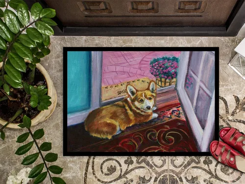 Vista 3 de Caroline's Treasures 7410MAT Corgi - Felpudo para puerta delantera, 18 x 27 pulgadas, para interiores y exteriores, para entrada, antideslizante
