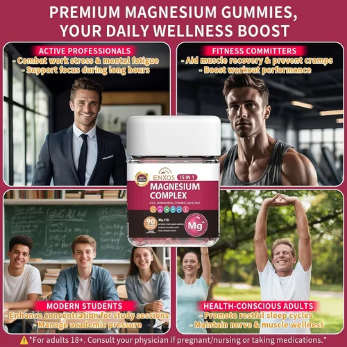 Vista 8 de Gomitas de complejo de magnesio 15 en 1 de glicinato para mujeres