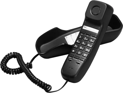 Vista 2 de Ornin T112 Trimline - Teléfono con cable con identificación de llamadas (Negro)