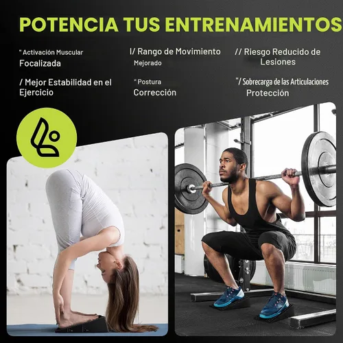 Vista 2 de Par de Bloques en Cuña para Sentadillas Flexelent - Bloque en Cuña para Sentadillas con Talón Elevado para Sentadillas Más Profundas, Levantamiento