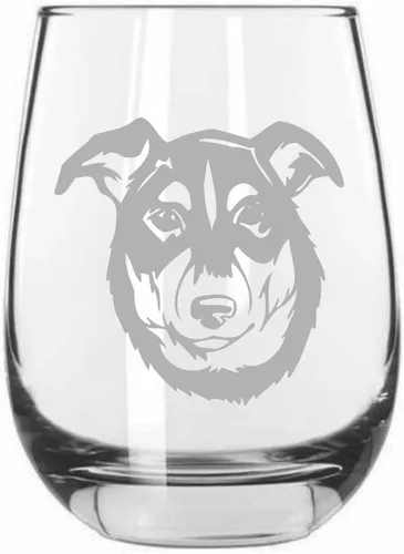Vista 578 de Shar Pei (chino) - Vaso de vino sin tallo grabado para perro, 15.25 onzas