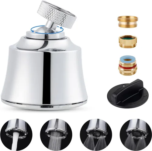 Vista 10 de Hygie Rinse Reemplazo de la cabeza del grifo del fregadero de cocina, accesorio rociador de 4 grifos rociadores con giro de ángulo grande, rosca