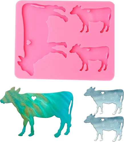 Vista 26 de Molde de resina de silicona con forma de dinosaurio, molde de resina para llavero de 3 cavidades, molde de fundición de resina para joyería