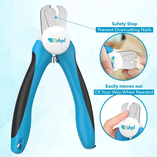 Vista 4 de Boshel Cortaúñas LED para perros grandes con sensor rápido, luz y protector de seguridad, cortador de uñas afilado y lima de mascotas