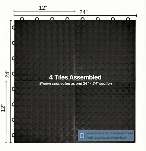 Vista 6 de IncStores - Baldosas nitro para cochera, pisos entrelazados para cochera, de 30.5 x 30.5 cm., Negro