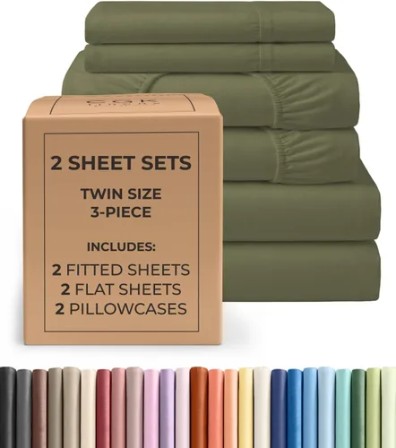 Vista 291 de Pack of 2, Twin Size 3 Piece Sheet Set - Breathable & Cooling - White