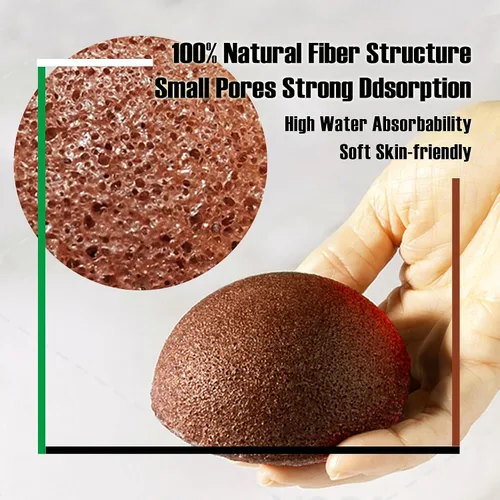 Vista 7 de Esponjas faciales naturales de Konjac - Semicírculos - para una limpieza facial suave y exfoliación ecológica - Cuidado de la piel Limpieza