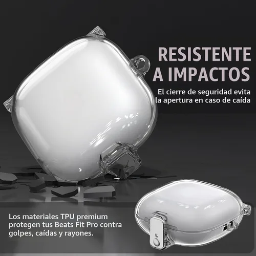 Vista 4 de Inesore para Beats Fit Pro con funda de bloqueo de seguridad (transparente)