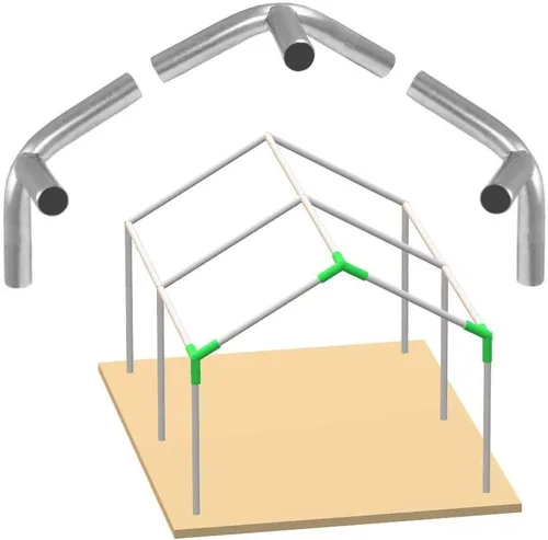 Vista 8 de Conectores de toldo de 1-3/8" de pico alto para estacionamiento de autos, juego de conectores para refugio, cubierta de terraza, estructura