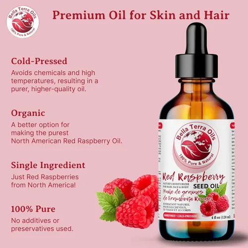 Vista 8 de Bella Terra Oils - Aceite de semilla de frambuesa roja de 4 onzas - Alquimia pura prensada en frío, abundante en ácido elágico y ácidos grasos