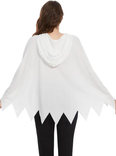 Vista 14 de TMSD Disfraz divertido de poncho de fantasma de esqueleto de Halloween para mujer