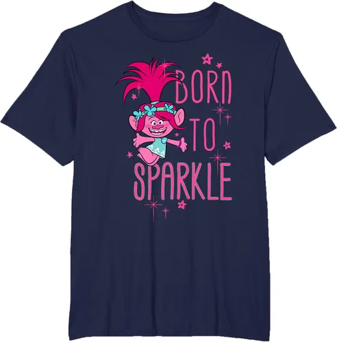 Vista 64 de DreamWorks Trolls Camiseta Born to Sparkle Negro