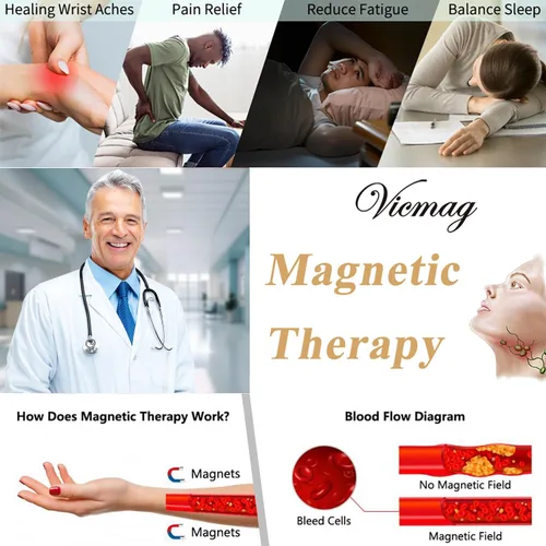Vista 3 de Vicmag Juego de 4 anillos magnéticos de cobre para mujeres y hombres, joyería magnética para bienestar y alivio de tensión del cuello, 99.9% cobre