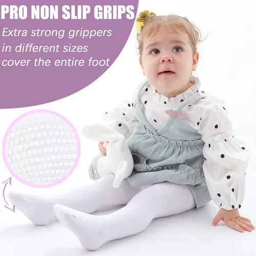 Vista 2 de Mini angel Mallas de bebé antideslizantes para niña, mallas lisascon aspecto de zapato, mallas sin costuras, mallas de algodón cálidas