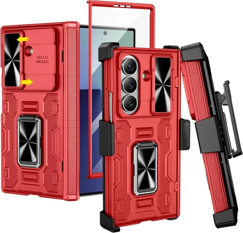 Vista 12 de VEGO - Funda para Galaxy Z Fold 4 con clip para cinturón y protector de pantalla 360°Ring Kickstand & Camera Cover, Hinge Protection Shockproof