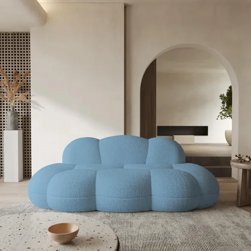 Vista 10 de WJShome Sofá moderno en forma de nube curva de 90 pulgadas para sala de estar, sofá de suelo perezoso, sofá Boucle LoveSeat de 3 plazas, acogedor