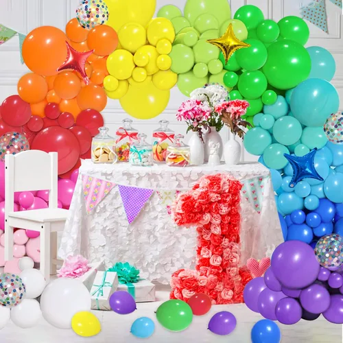 Vista 6 de PERPAOL Kit de arco de guirnalda de globos arcoíris de 146 piezas y 140 globos azul marino, rojo y blanco