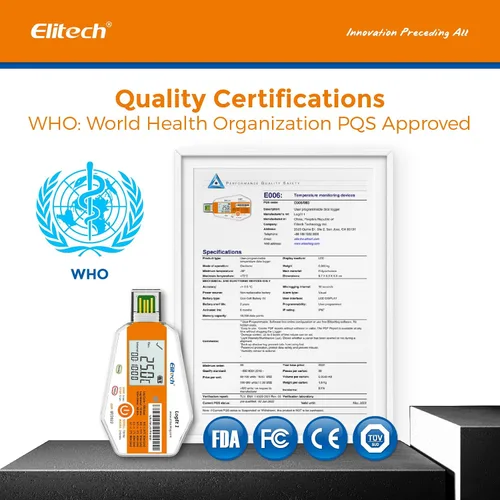 Vista 2 de Elitech LogEt1TH - Paquete de 1000 registradores de datos desechables certificados por PQS, sensor de luz y humedad de temperatura, pedidos a granel