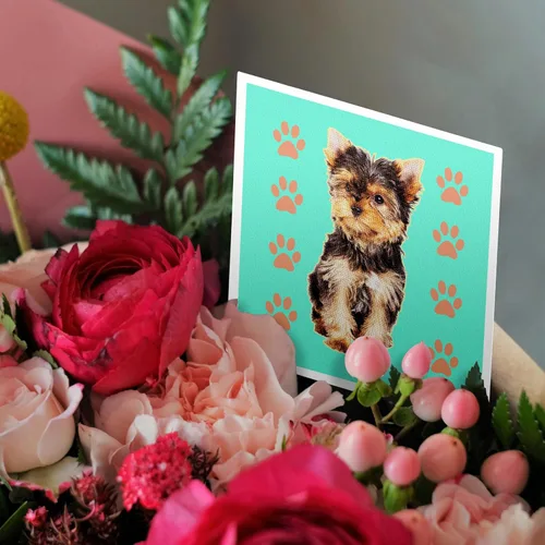 Vista 3 de 3dRose Tarjetas de felicitación - Taza de té Yorkie - Paquete de 6 - Perros