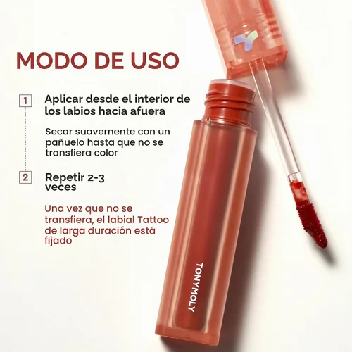 Vista 8 de TONYMOLY Perfect Lips - Tinte impactante, hada, de larga duración, todo el 9 Hada impactante