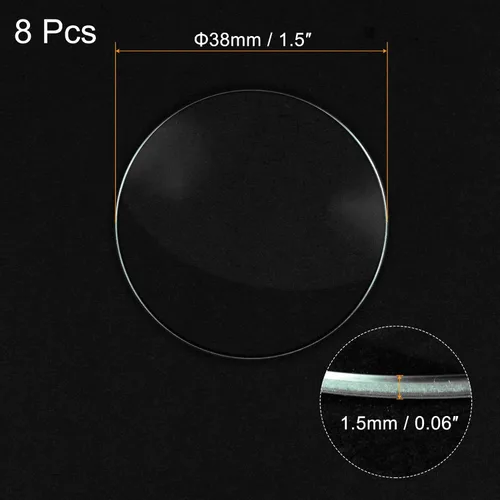 Vista 2 de uxcell Paquete de 8 lentes de cristal de 0.059 in de diámetro para reloj, cúpula única, redonda, grosor de borde de 0.059 in para reparación