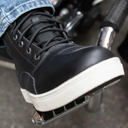 Vista 8 de Milwaukee Leather MBM9002 - Zapatos de cuero negro para hombre, calle reforzada, para motociclistas, con protección de cambio y soporte de tobillo