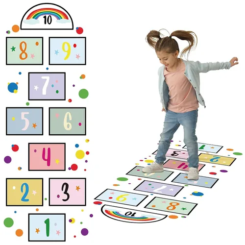 Vista 5 de Calcomanías de pared con 10 números, juego de remolacha, calcomanías de pared de colores primarios, juego de calcomanías de pared