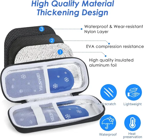 Vista 4 de Estuche de viaje enfriador de insulina YOUSHARES, bolsa de refrigeración para medicinas GLP-1 para diabéticos para Zepbound para la pluma Mounjaro