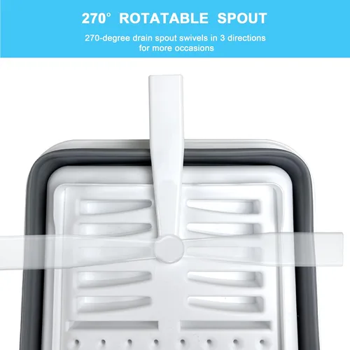 Vista 6 de MontNorth Escurridor de platos plegable con tapón de drenaje y boquilla giratoria, ahorra espacio, estante portátil para cocina, caravanas, cámpers