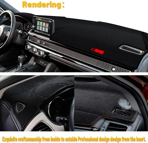 Vista 5 de Tapete para Tablero Compatible con Honda 11th Civic 2022 2023 Protector Antideslizante Personalizado con Borde Negro (Forro para Tablero)