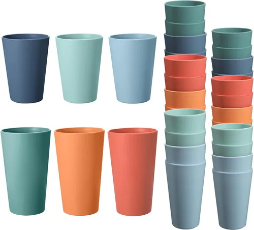 Vista 21 de Juego de 24 vasos de plástico irrompibles, vasos de plástico reutilizables de 20 onzas, vasos de agua apilables, vaso para beber para cocina
