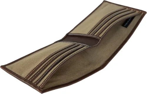 Vista 4 de Lucky Brand Lona para hombre con ribete de cuero RFID plegable