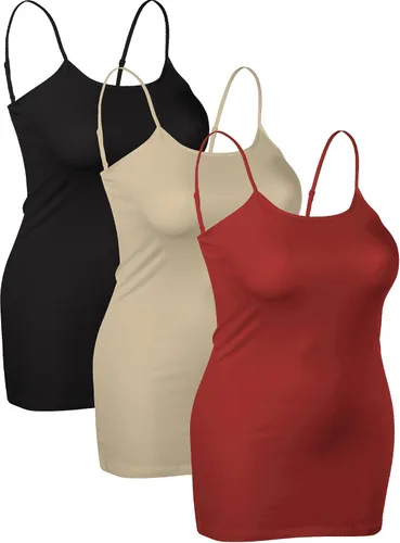 Vista 106 de Emmalise Camisola larga casual básica para mujer, con tirantes ajustables, top en capas
