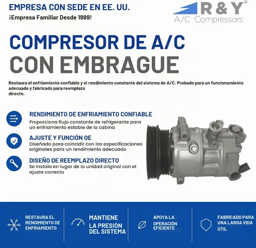 Vista 2 de RYC Compresor de aire acondicionado automotriz y embrague de A/C IG567 (no es compatible con Volkswagen Passat 3.6L)