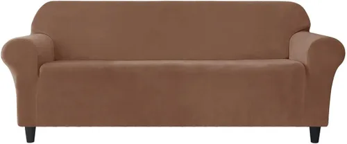 Vista 23 de Funda elástica para sofá de 3 cojines, 1 funda de terciopelo para sofá, fundas protectoras de muebles con parte inferior elástica, lavable a máquina