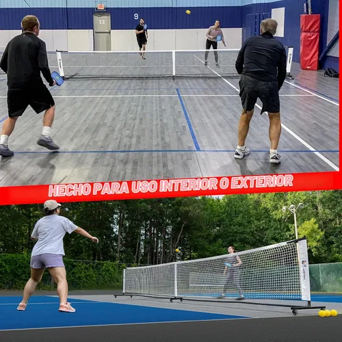 Vista 6 de Red de pickleball resistente de lujo con ruedas – Sistema de red portátil de tamaño reglamentario con ruedas bloqueables y funda de transporte