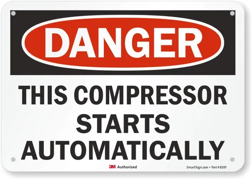 Vista 3 de Smartsign U3-2004-RA_14X10 "Danger This Compressor Starts Automatically" Cartel reflectante de aluminio reciclado, 14" x 10