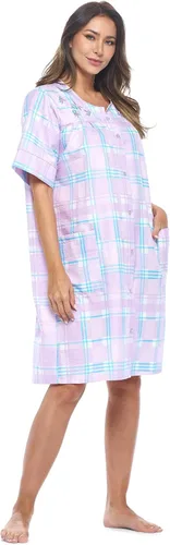 Vista 2 de Casual Nights - Vestido con botones al frente, bata de casa de manga corta, de descanso para mujer