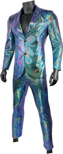 Vista 2 de Conjunto de 2 piezas con chaqueta de lentejuelas metálicas, conjunto de 2 piezas, para baile de graduación, boda, fiesta, banquete, chaqueta