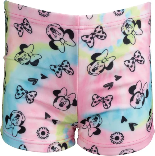 Vista 5 de Disney Minnie Mouse - Conjunto de traje de baño con protección UPF 50+ y pantalones cortos de natación para bebés y niños grandes