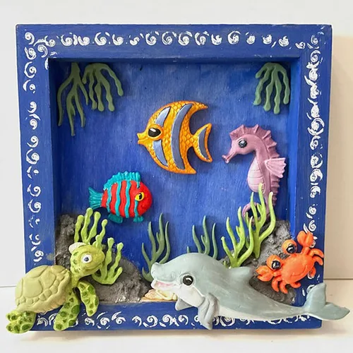 Vista 6 de Moldes del chocolate del pescado, moldes del caramelo del silicón del coral del pez del tiburón marino Fondant con temática de mar, decoración