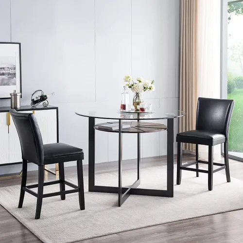 Vista 4 de Juego de 2 taburetes de barra de mostrador, sillas de bar de madera maciza, con capacidad para hasta 250 libras, sillas de comedor de 40 pulgadas