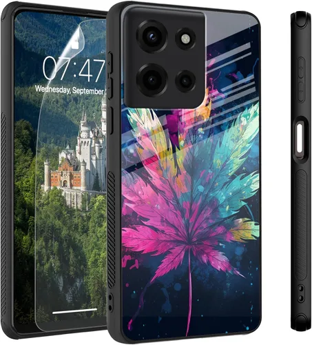 Vista 29 de Funda para Motorola Moto Edge 2022, cubierta trasera de vidrio templado con protector de pantalla, protección a prueba de golpes para Motorola Moto