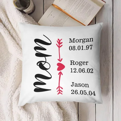 Vista 4 de Custom Mothers Day Pillow Cover Soft Velvet Square Pillow Case with Kids Names Family Names Custom Gift for Mom Mommy from Child Daughter Son, #1