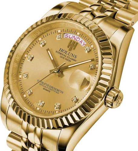 Vista 2 de Reloj de pulsera de cuarzo de lujo para hombre con indicación de hora y fecha impermeable