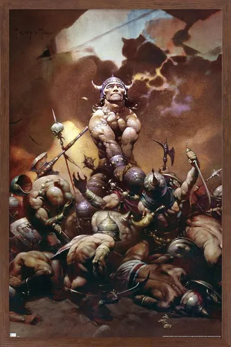 Vista 10 de Trends International Frank Frazetta - Póster de pared de destructor, 34 pulgadas de largo x 22.4 pulgadas, versión enmarcada en oro Versión