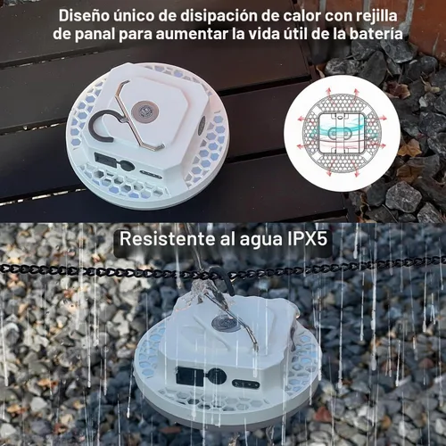 Vista 5 de 2 luces colgantes recargables de 4000 lm con imán 4 modos de iluminación, linterna LED portátil ultra brillante, LED impermeable IPX5